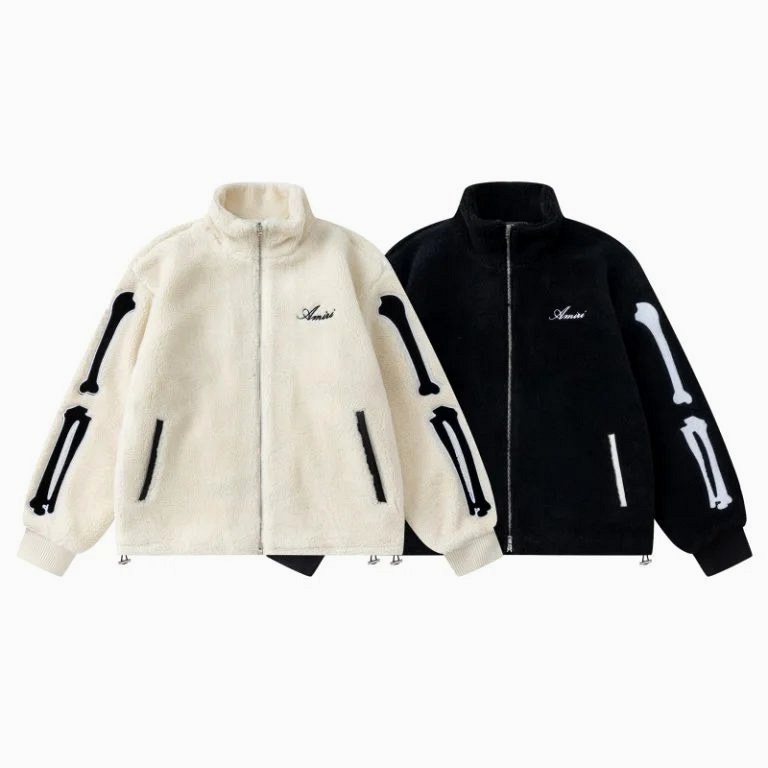 Amiri Multicolor Jacket Collection Review: Bone Varsity in Black and Apricot White