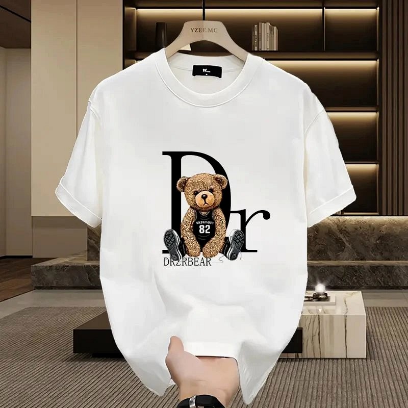 Dior Bear Graphic White T-Shirt Review: 230g Long-Staple Cotton, Loose Fit, Hot-Transfer Print
