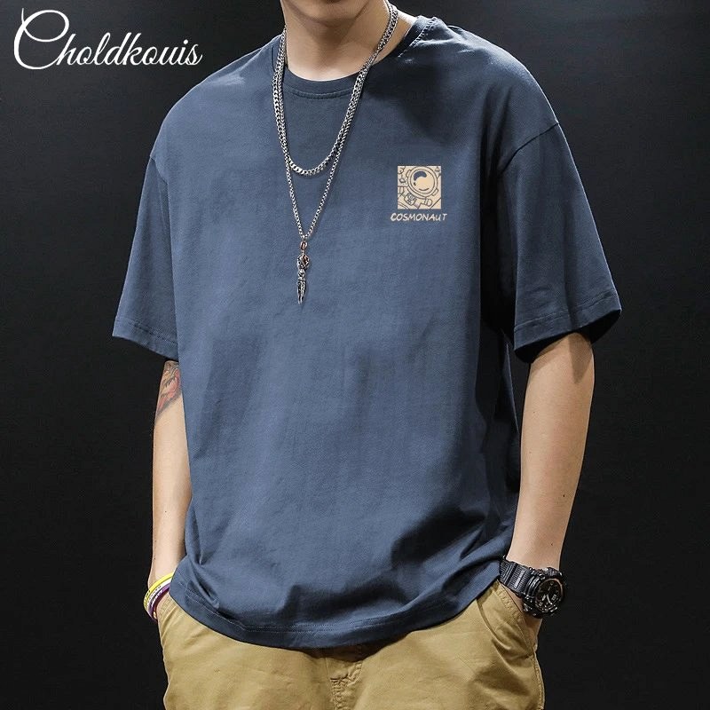 Foreign Trade Blue T-Shirt in Casual Streetwear Style Review: Hands-On Test of a $5.97 Cotton Drop-Shoulder Tee